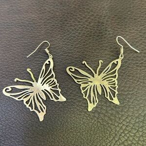 Costume silver butterfly earrings